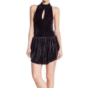 Grey Velvet Tart Cutout Short Mini Dress New Halter Sleeveless Small Backless